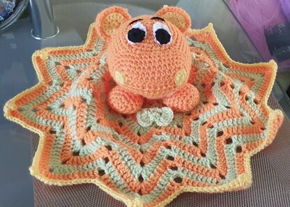 Happy Hippo the Hippopotamus Snuggle Blankey Lovey Security Blanket, Crochet Pattern in PDF