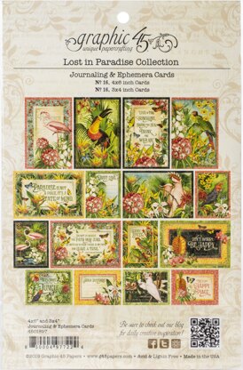 Graphic 45 Lost In Paradise Ephemera Cards - (16) 4"X6" & (16) 3"X4"