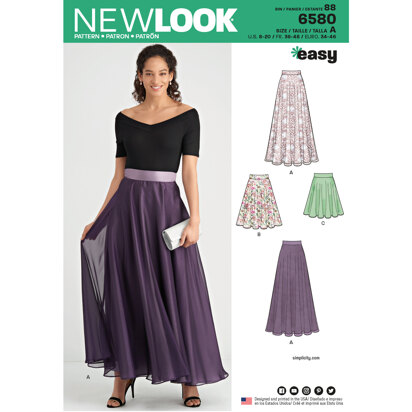 New Look 6580 Misses' Circle Skirt 6580 - Paper Pattern, Size A (8-10-12-14-16-18-20)