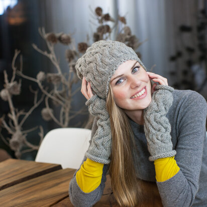 Cap and Wrist Warmers in Schachenmayr Merino Extrafine 85 - 8929 - Downloadable PDF