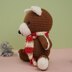 Brown Teddy Bear Wearing Red & White Christmas Scarf Plush Toy Crochet Pattern