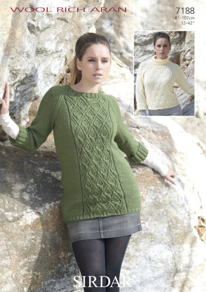 Round Neck & Polo Neck Sweaters in Sirdar Wool Rich Aran - 7188