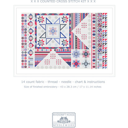 Riverdrift House Falling Star - Blue-Pink Cross Stitch Kit - 43 x 28.3cm