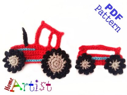 Crochet Pattern - Instant PDF Download - Tractor crochet Applique Pattern