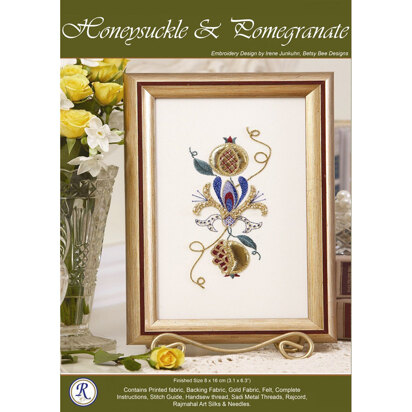 Rajmahal Honeysuckle and Pomegranate Printed Embroidery Kit - 8 x 16 cm
