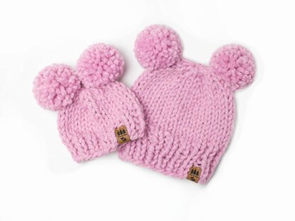 Little Ears Hat Two Pompom Hat Chunky Toque Winter Double