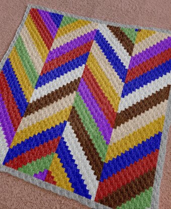 C2C Colorwork Herringbone Blanket Stroller Tutorial Baby Crip Pattern