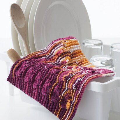 Peace & Love Knit Dishcloth in Bernat Handicrafter Cotton Prints
