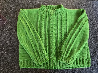 Toddler cabled jumper in Rowan 4ply Summerlite Cotton