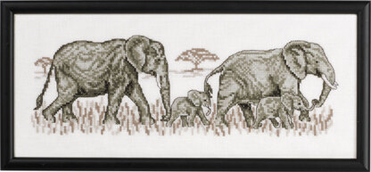 Permin Elephants Cross Stitch Kit - 36x15cm