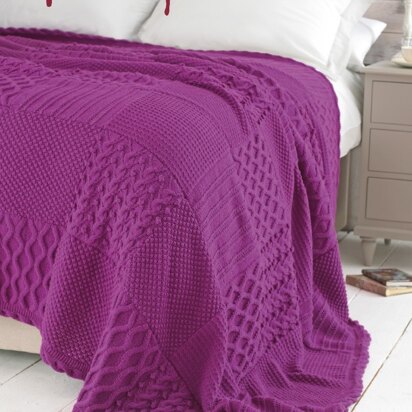 Bed Throw in Hayfield DK With Wool - 7813- Downloadable PDF