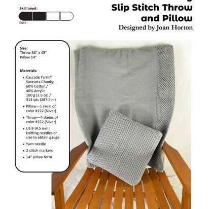 Slip Stitch Throw & Pillow in Cascade Yarns Sarasota Chunky - C344 - Free PDF