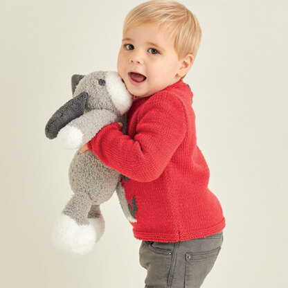 Sirdar 5371 Baby Sweater with Dog Motif PDF at WEBS | Yarn.com