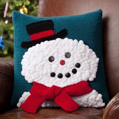 Snowman Pillow in Red Heart Super Saver Economy Solids - LW2654 - knitting pattern