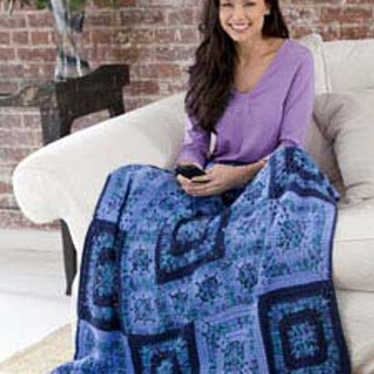 Bold Blues Throw in Caron Simply Soft and Simply Soft Brites - Downloadable PDF