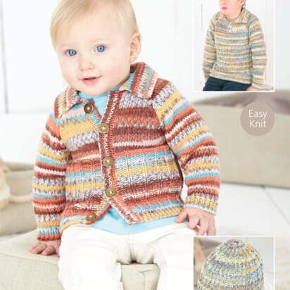Sweater, Cardigan and Hat in Sirdar Snuggly Baby Crofter DK - 4479 - Downloadable PDF