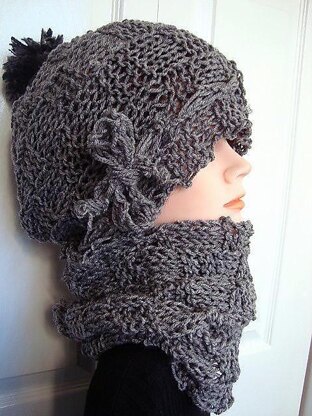 616 Basketweave Slouchie Hat and Cowl, KNITTING PATTERN