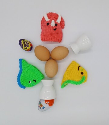 PDF Dinosaur Easter D.K Egg Cosy Warmer KNITTING PATTERN Creme Egg Kinder easy Jurassic World Triceratops Easter Egg Hunt Jurassic Park