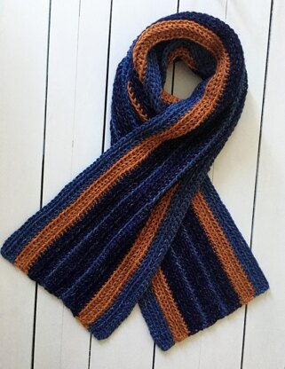 Easy Crochet Scarf Pattern for Men: Easy Strapping Striped Man Scarf