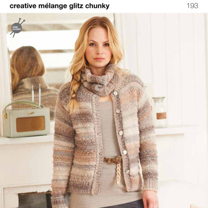 Textured Cardies & Snood in Rico Creative Melange Glitz Chunky - 193