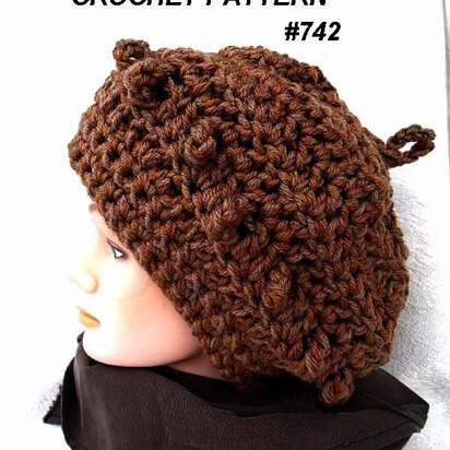 742 Crochet Slouchy Hat, Crochet Pattern,