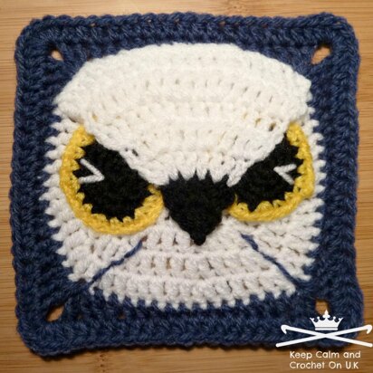 Midnight Eagle Owl Afghan Square