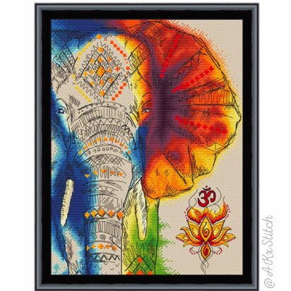 OM Elephant Cross Stitch PDF Pattern