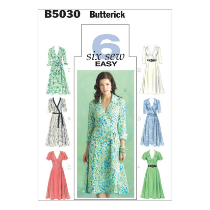 Butterick Misses' Wrap Dress, Belt and Sash B5030 - Sewing Pattern
