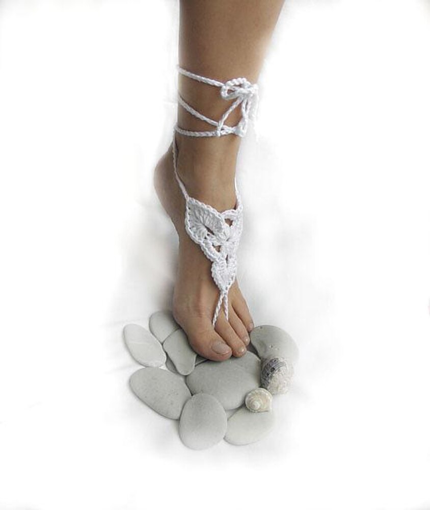 Barefoot sandals bridal beach shoes, yoga, dance Crochet pattern