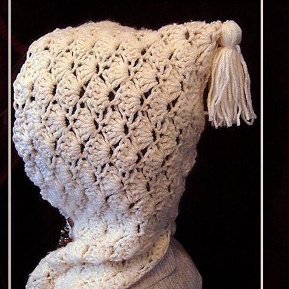 495 Crochet pattern, Shell Stitch Hood