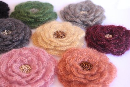 Mohair flower brooch