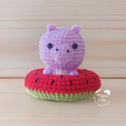Frog and Hippo in Fruit Swim Rings
