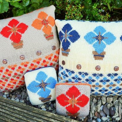 Fairisle and Flowers Cushion Cover and Pin Cushion