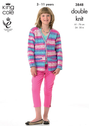 Childrens' Cardigan in King Cole Splash DK - 3848