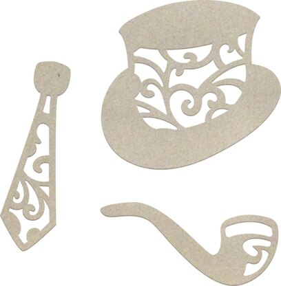 Artdeco Creations Couture Creations Gentlemans Emporium Chipboard 3/Pkg - Hat, Tie & Pipe