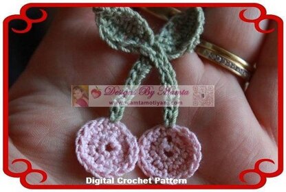 Crochet Cherries Applique Pattern Ornament For Holidays And Christmas