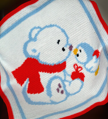 Crochet Baby Blanket - Bear and Penguin