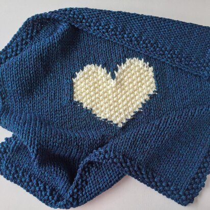 Moss Stitch Heart Blanket