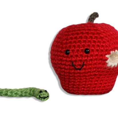 Mac and Tosh Apple with Removable Worm Friend