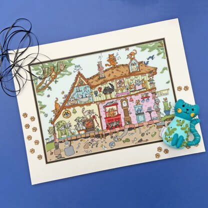 Bothy Threads Cat Cottage Cross Stitch Kit - 36 x 27cm