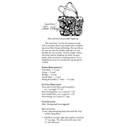 Moda Fabrics Must Have Tote Bag - Downloadable PDF