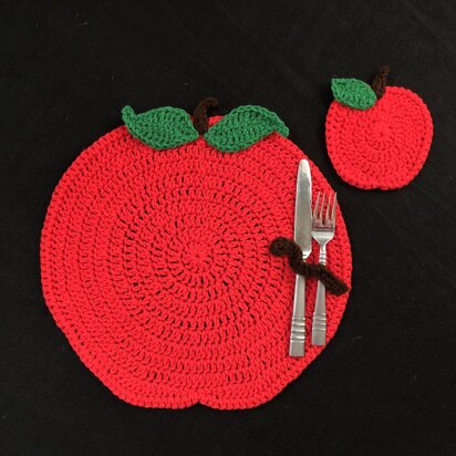 Apple Placemat and Coaster Set