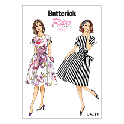 Butterick Kleid mit gebundener Taille für Damen B6318 - Schnittmuster