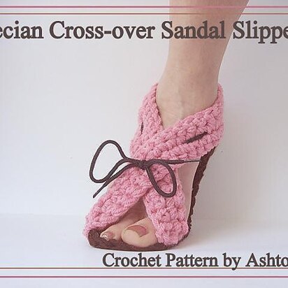 Grecian Cross-Over Sandal Slippers | Crochet Pattern by Ashton11 