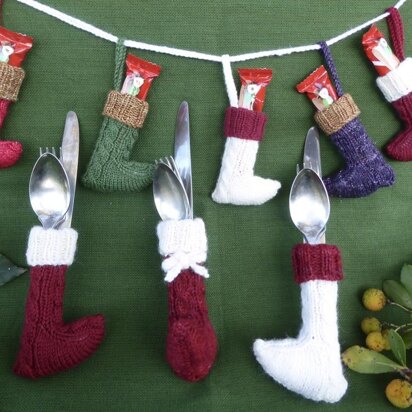 Christmas Elf Stocking Advent Garland & Cutlery Holders