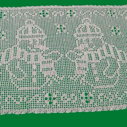 Snowman Table Topper - Filet Crochet Pattern & Charts