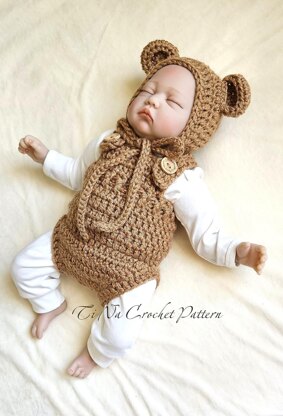 Bear Baby Bonnet and Romper
