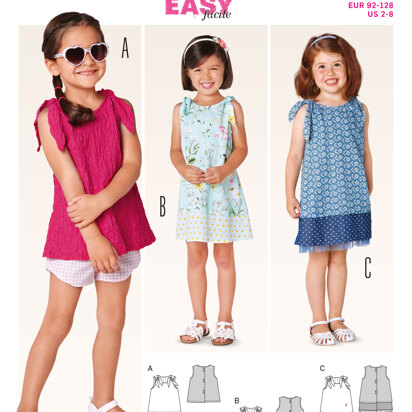 Burda 9416 Girls Tops and Dresses Sewing Pattern