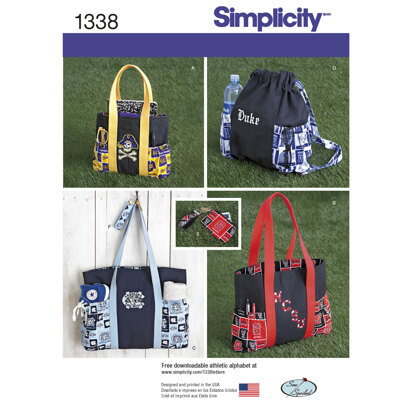 Simplicity Tote Bags in Three Sizes, Backpack and Coin Purse 1338 - Paper Pattern, Size OS (ONE SIZE)