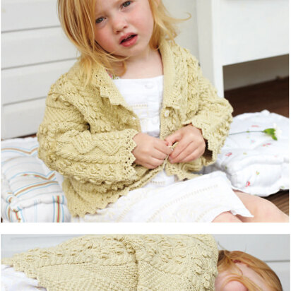 "Lace Edged Cardigan" - Cardigan Knitting Pattern For Girls - Cardigan Knitting Pattern For Girls in Debbie Bliss Eco Baby - CF03